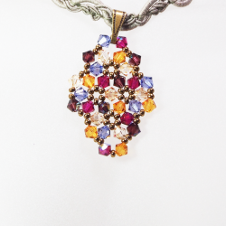 Pendant 30cm - Malvina Rhombus S-Khaki Braid - Pendant 30cm - Laiton bronze